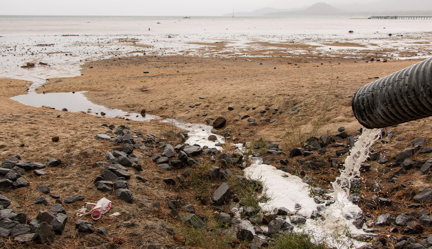 Polluted stormwater flows into Lake Tahoe.