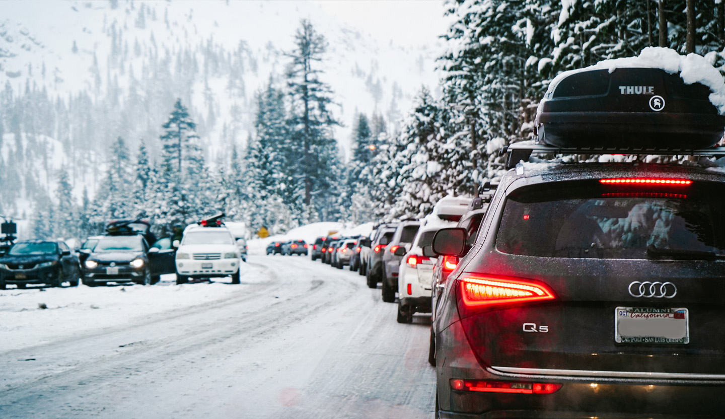 Winter traffic jam on Highway 89