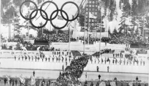 The opening ceremony of the 1960 Winter Olympics in Tahoe