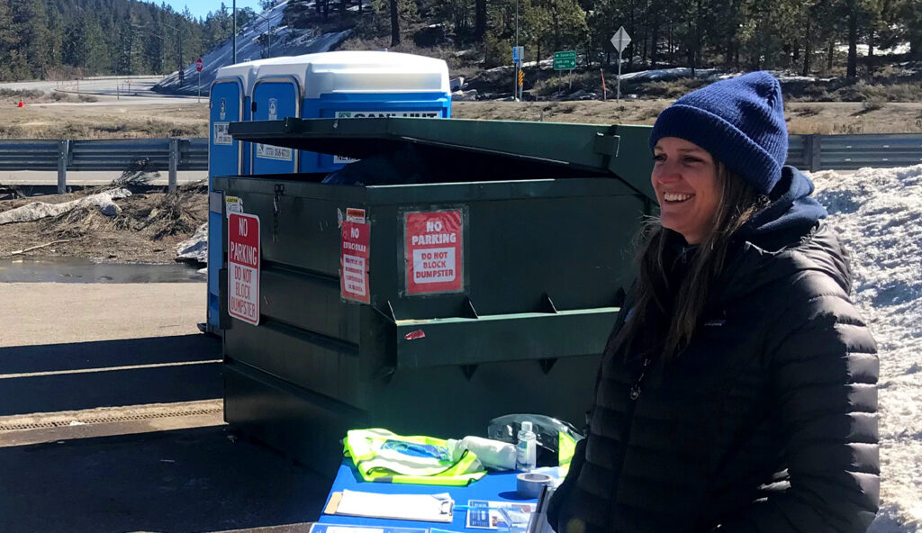 Dumpsters at portable toilets at the Spooner Summit sled hill.