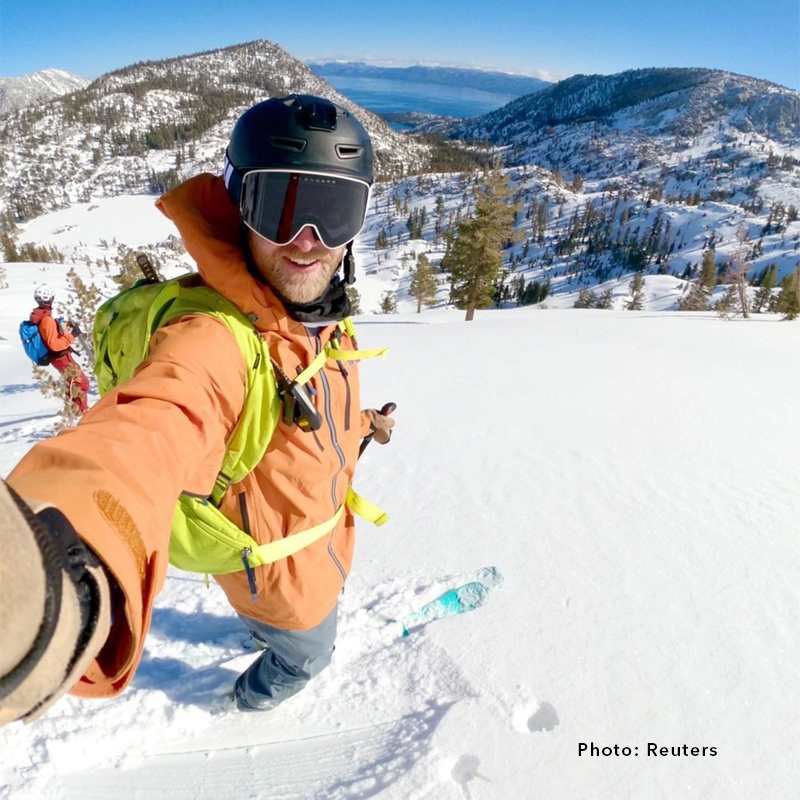 Selfie of a skier in Tahoe