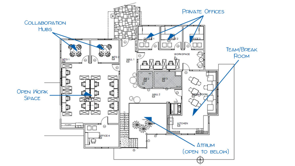 Downstairs floor plan of the League's new building