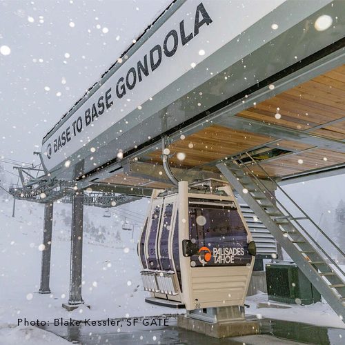 A gondola car in the snow