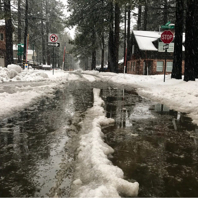 Rain on snow in South Lake Tahoe, 2023.