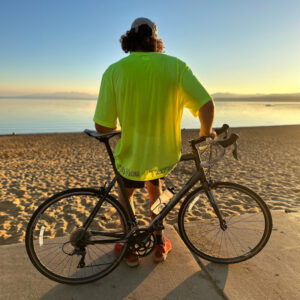 Justin Wadsworth biking during the Tahoe Trifecta