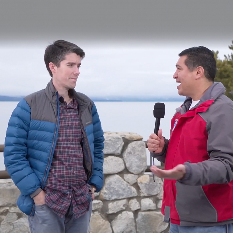 Dr. Daniel Swain is interviewed at the Weather conference in South Lake Tahoe, CA.