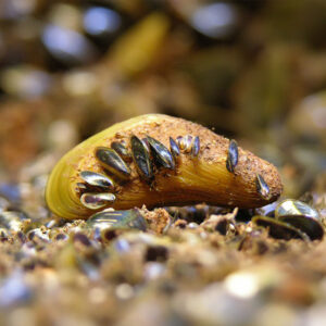 Close up view of the golden mussel
