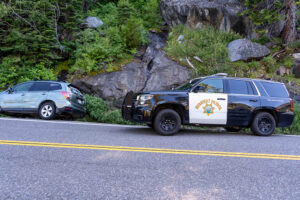 CHP citing illegally parked vehicles, Emerald Bay Lake Tahoe